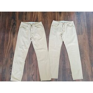 Barbell Apparel Mens Athletic Fit Chino Pants Tan Khaki Stretch 34 Lot of 2